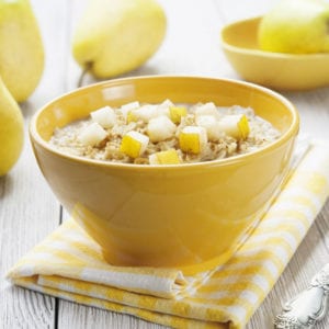 Bowl of porridge with pears